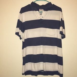 J. Crew polo blue white thick stripes shirt Large